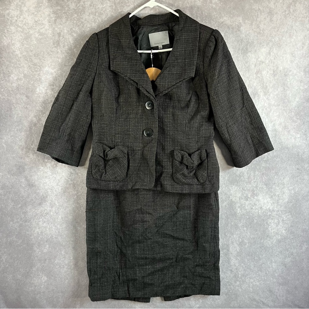 Classiques‎ Entier Womens 12 Two Piece Set Grey Tweed Blazer Large / Midi Skirt